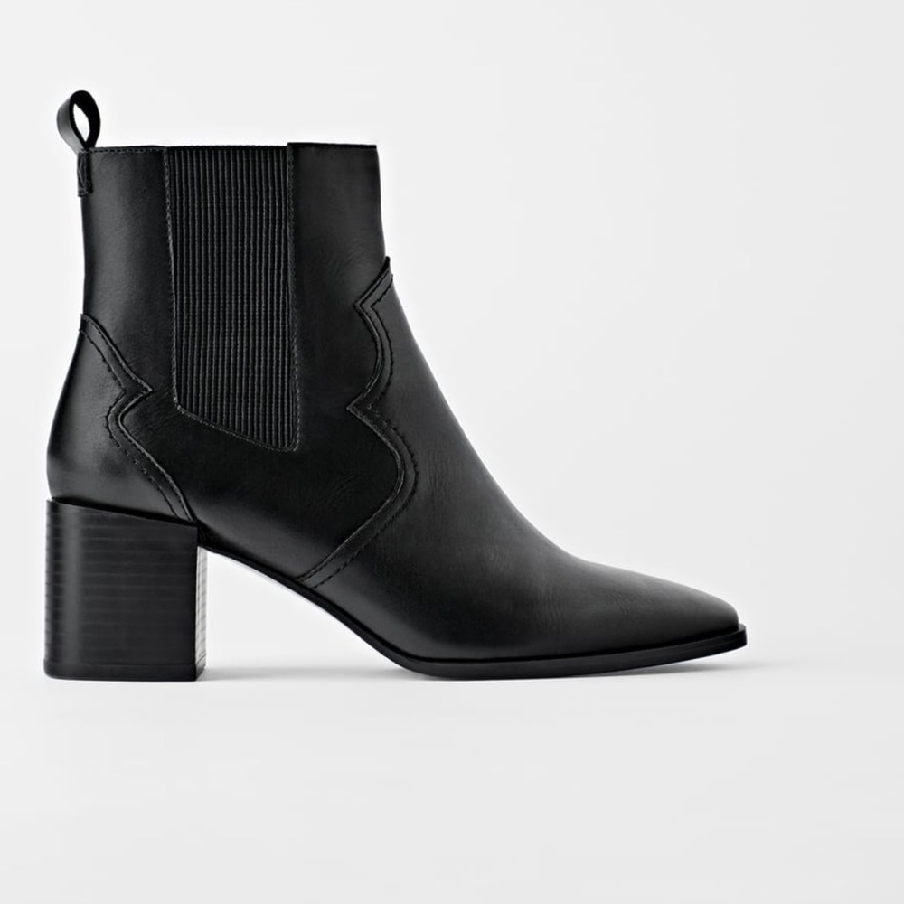 ZARA HEELED COWBOY DETAIL ANKLE BOOTS/BOOTIES 8